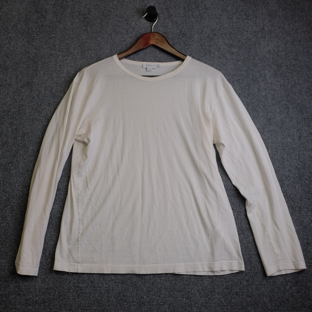 Sunspell T Shirt Mens Small White Long Sleeve Crew Neck Cotton England Luxary